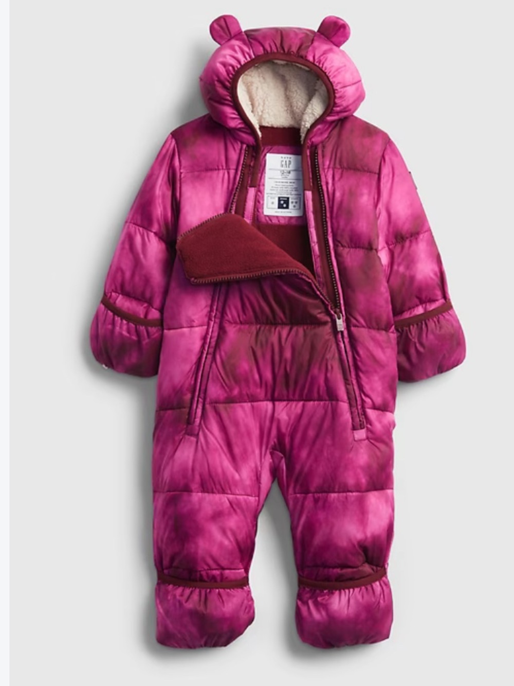 GAP Baby Girl Pink Cold Control Ultra Max PrimaLoft Warm One Piece Snowsuit 6-12